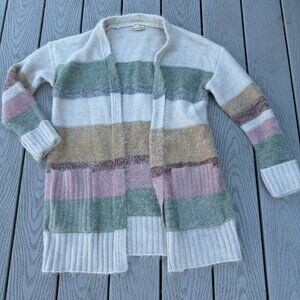 BeCool Women's Soft Fuzzy Open Cardigan Sweater Long Sleeve Pockets Sz M/L